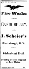 Ad from the Plattsburgh Sentinel, May 19, 1876.